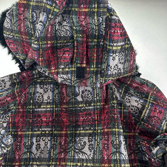 Body Glove Jacket Women S Plaid Faux Fur Trim Fleece Lined Hoodie Waterproof Red - Picture 7 of 14